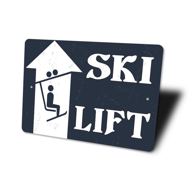 Enseigne en aluminium pour station de ski, H 10 po x l 14 po x P 0,04 po