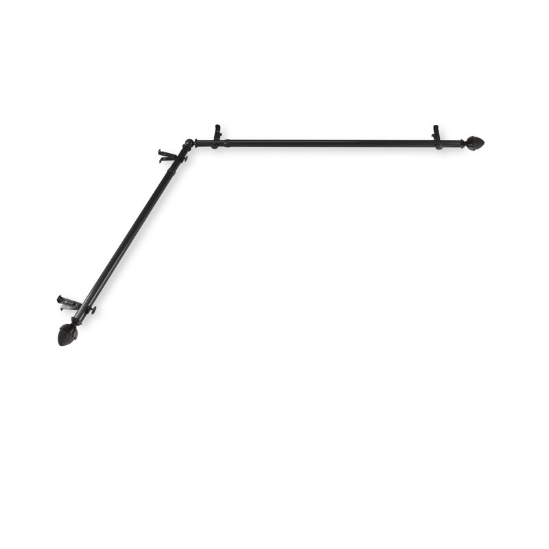 Tringle à rideaux simple pour fenêtre de coin Quinten, Noir, 48 po à 84 po