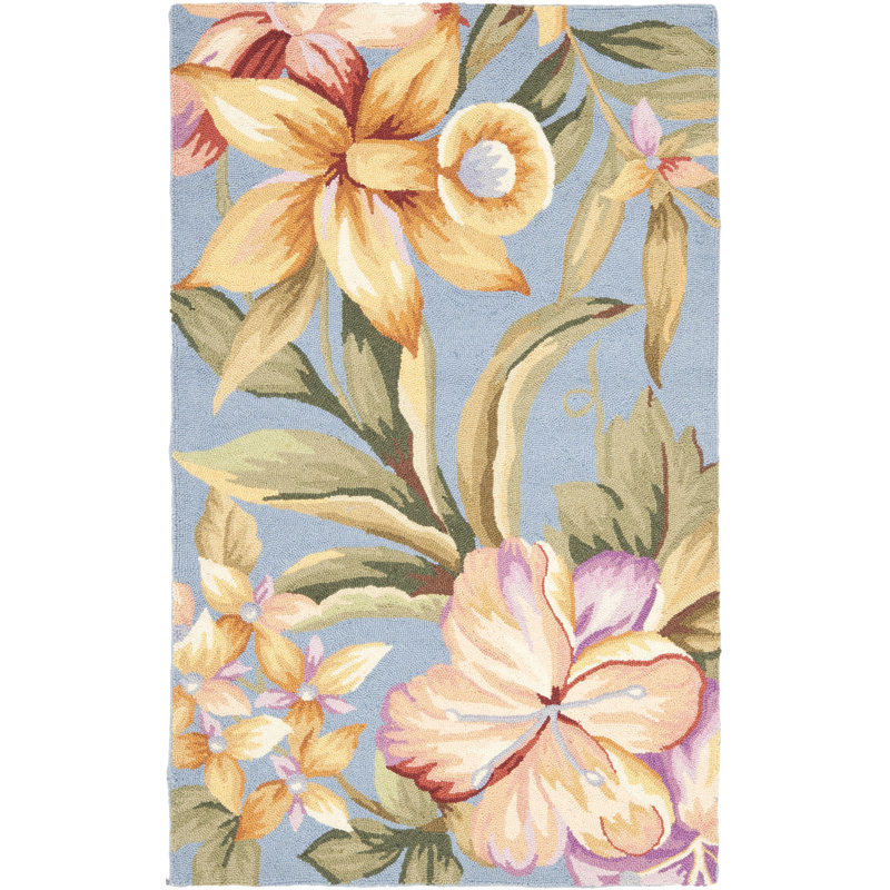 Tapis floral en laine crocheté à la main Jonsson, Rectangle 2 pi 9 po x 4 pi 9 po