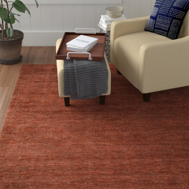 Tapis rose en laine tissé à la main Chelsie, Tapis de couloir beige