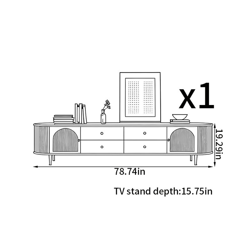 Meuble télé moderne et luxueux, Crème, crème, 78.74"