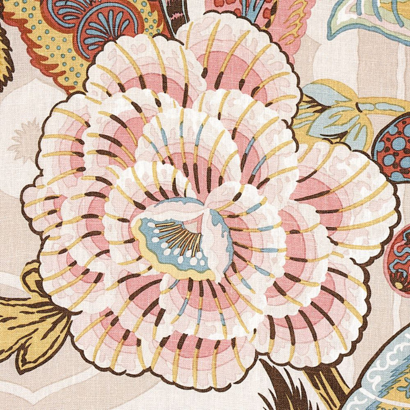 Zanzibar Linen Print Fabric, Pink/Green