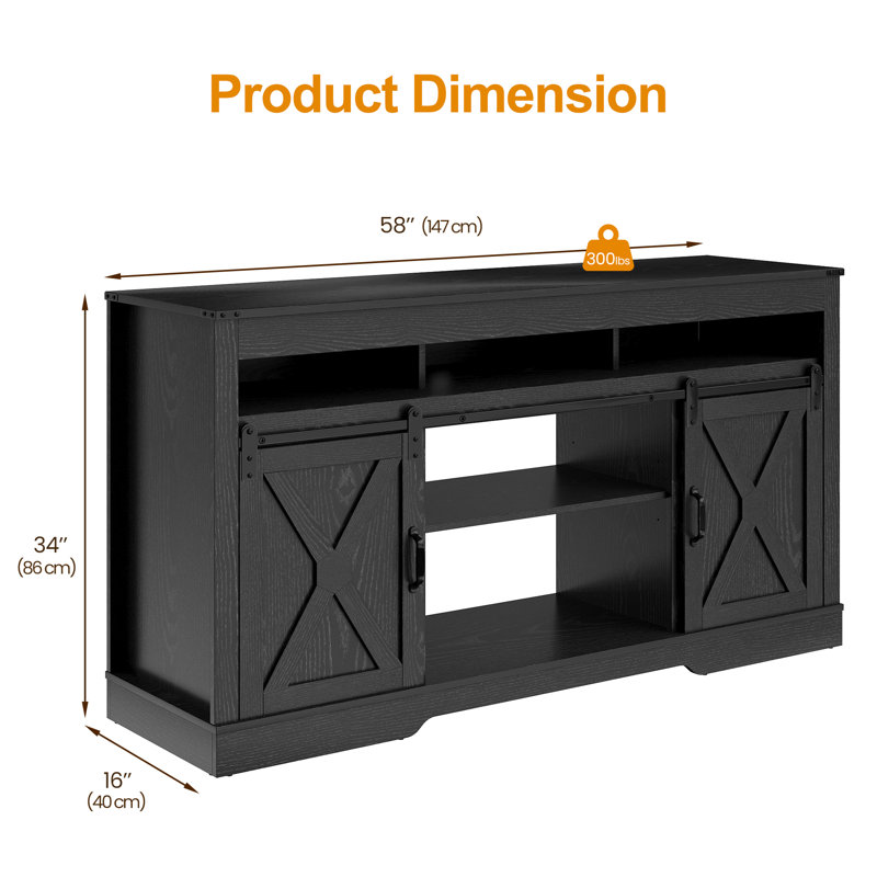 Milaun TV Stand for TVs up to 70", Black