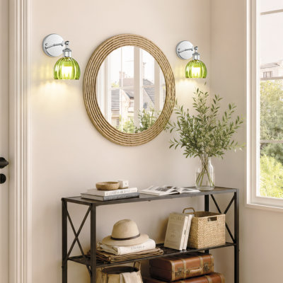 Ensemble de 2 appliques murales rechargeables à DEL avec télécommande, lumière sans fil à piles avec abat-jour en verre tulipe, 12 couleurs RVB et intensité variable (ampoules incluses)