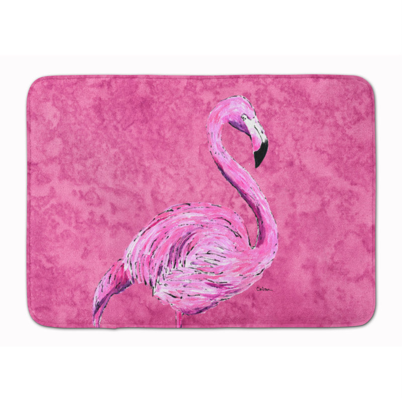 Tapis pour salle de bain en mousse à mémoire de forme flamant rose