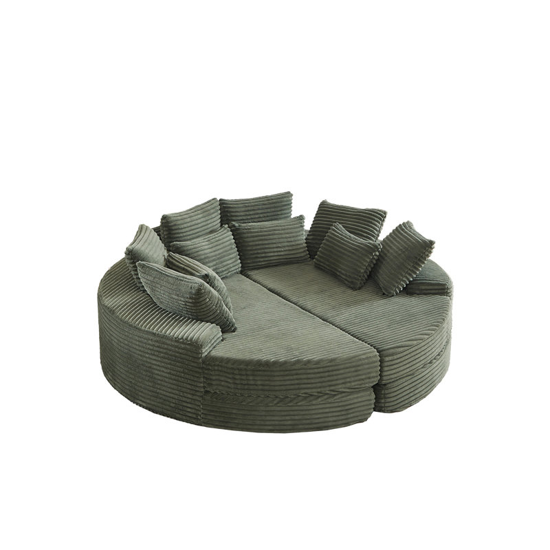 78.5" Wide Oversized Round Chaise Lounge Chair, Green
