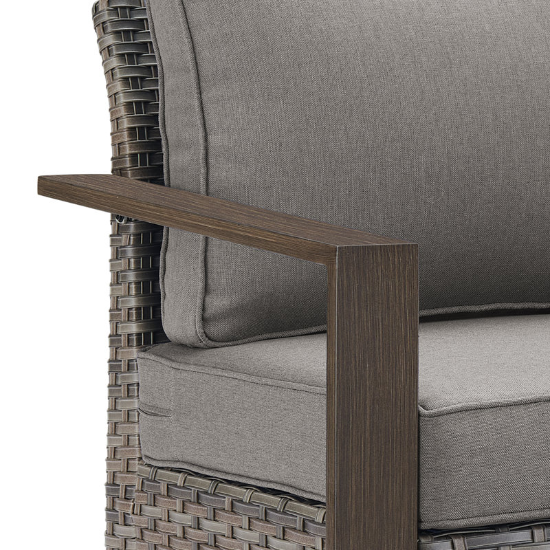 Allcot Patio Outdoor PE Wicker Sofa With Cushions, Beige, Gris