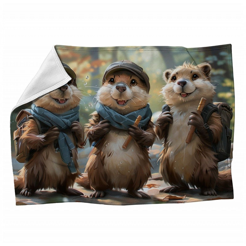 Jeté en molleton Otters Group - Créations artistiques pour canapés ou lits, Grand lit