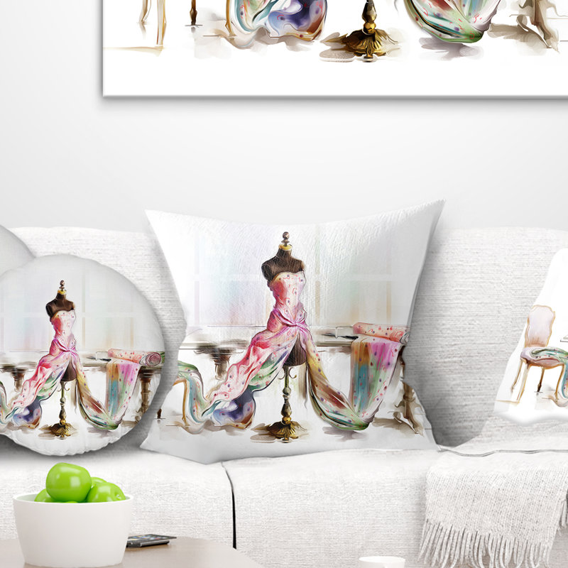 Dressed Tabletop Mannequin - Abstract Printed Pillow, 18" x 18", Throw Pillow