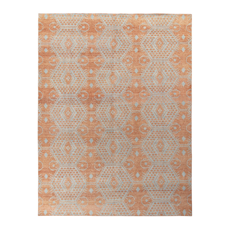 Distressed Homage Hand Knotted Wool Geometric Area Rug, Rectangle 12' x 15'
