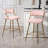 (SET of 2) 26'' Counter height bar stools Corduroy kitchen island counter bar stool with back, base and footrest-1178418945-1178418944