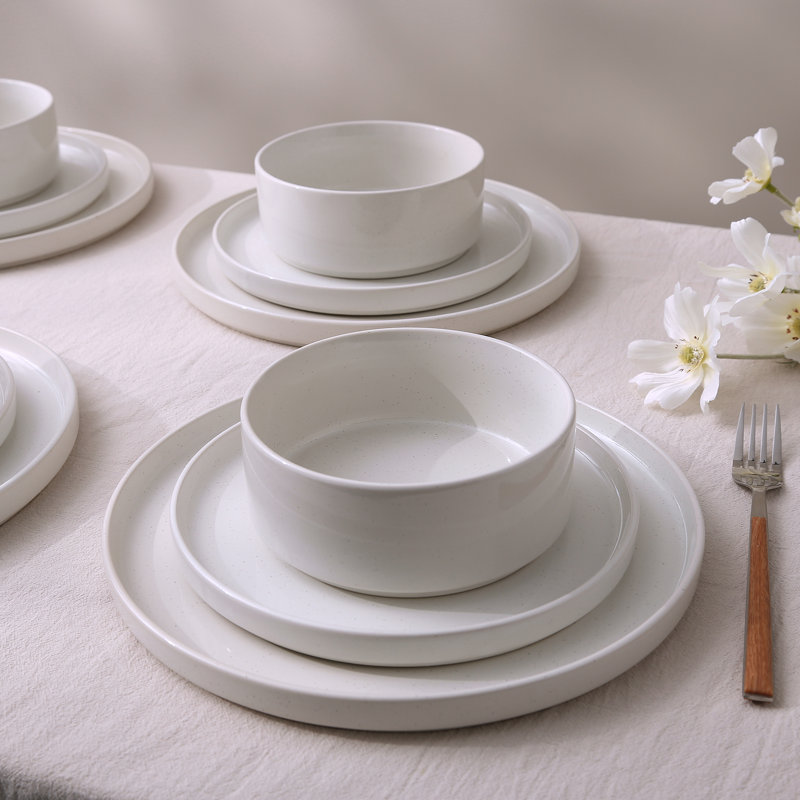 Lior 12 Piece Dinnerware Sets, Dish Set for White