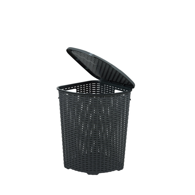 Jaliyah Plastic Laundry Hamper with Handles, Grey