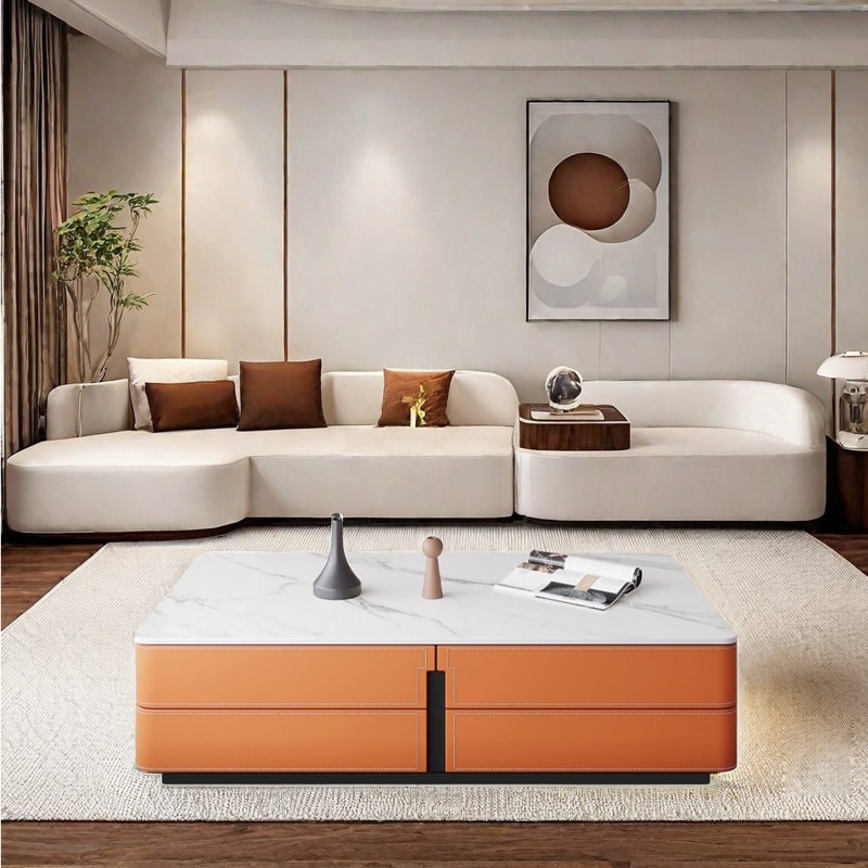 Table basse luxueuse de style italien, Brun