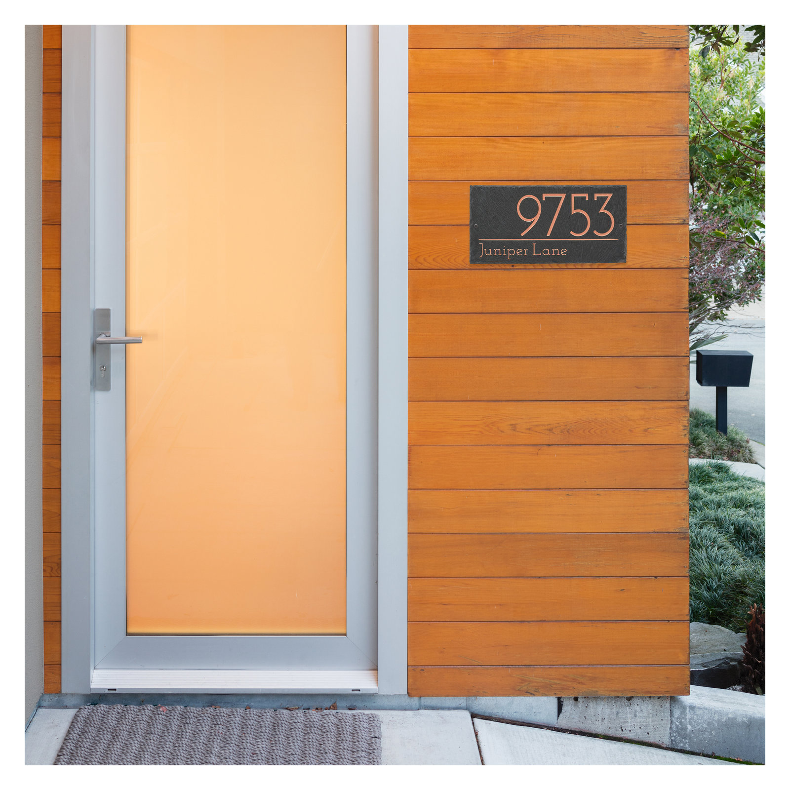 Leighton 2-Line Personalized Etched Wall Slate Sign, Copper, Yes