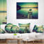Pier and Boat in Vintage Lake - Coussin décoratif imprimé bateaux