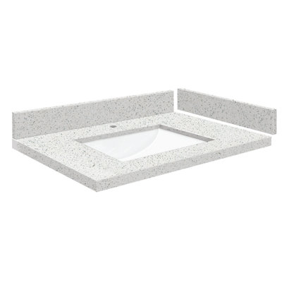 27.75'' Quartz Single Vanity Top with Sink and 1 Faucet Holes -  Transolid, VT27.75x22-1RU-LYR-1