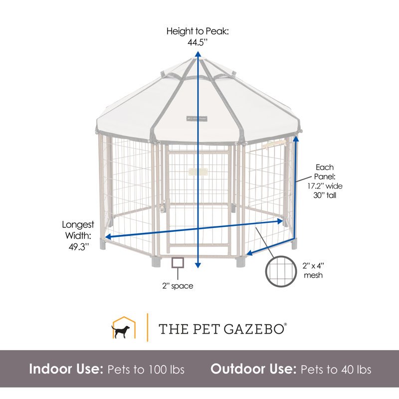 Chenil pour chien modulaire et parc pour animaux avec auvent pour animal de compagnie - enclos intérieur, extérieur et portable, 4 pi