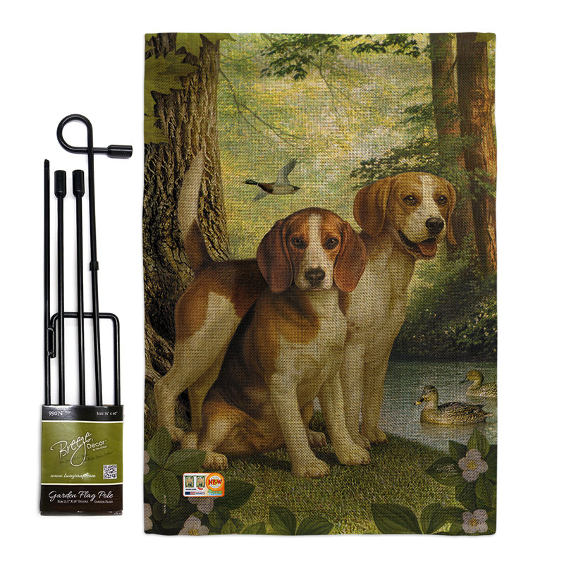Drapeau de jardin bicolore en polyester 19 x 13 po Beagles and Duck