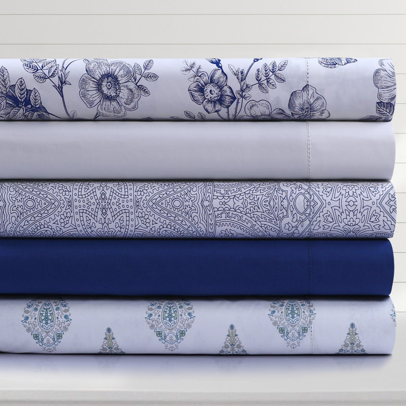 400 Thread Count Organic Cotton Extra Deep Pocket Sheet Set, Full Sheet Set with 3 Additional Pieces, Gigi Paisley