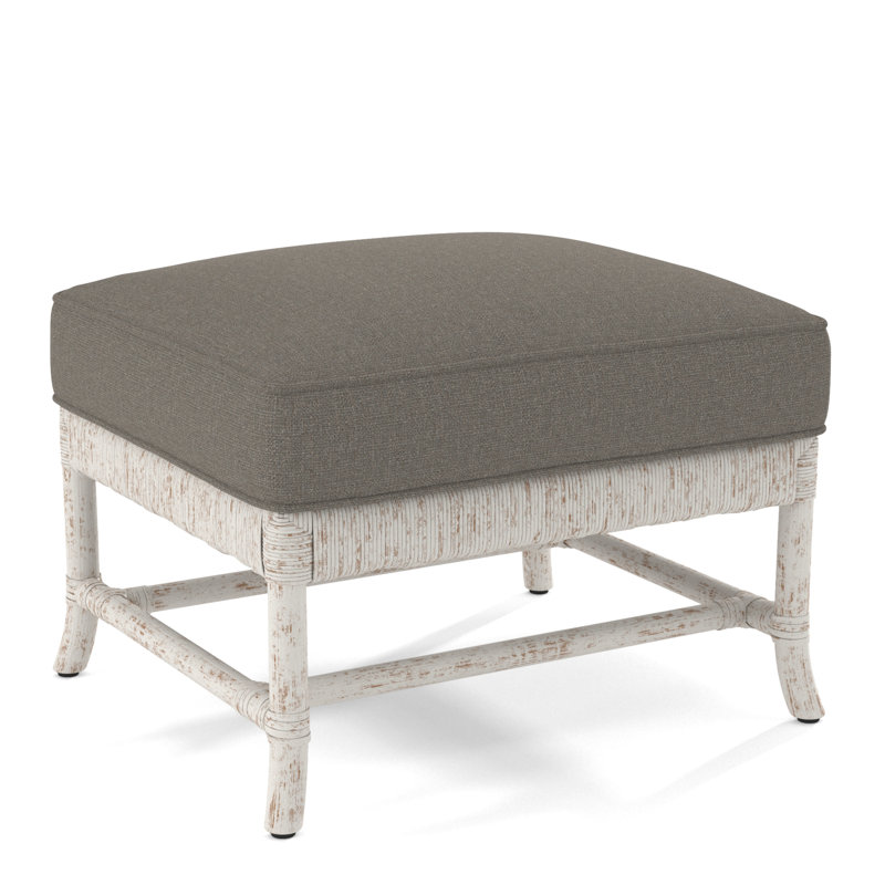 Lafayette Ottoman, Blue/Teal Animal Print; 0438-63, Antique Frost White