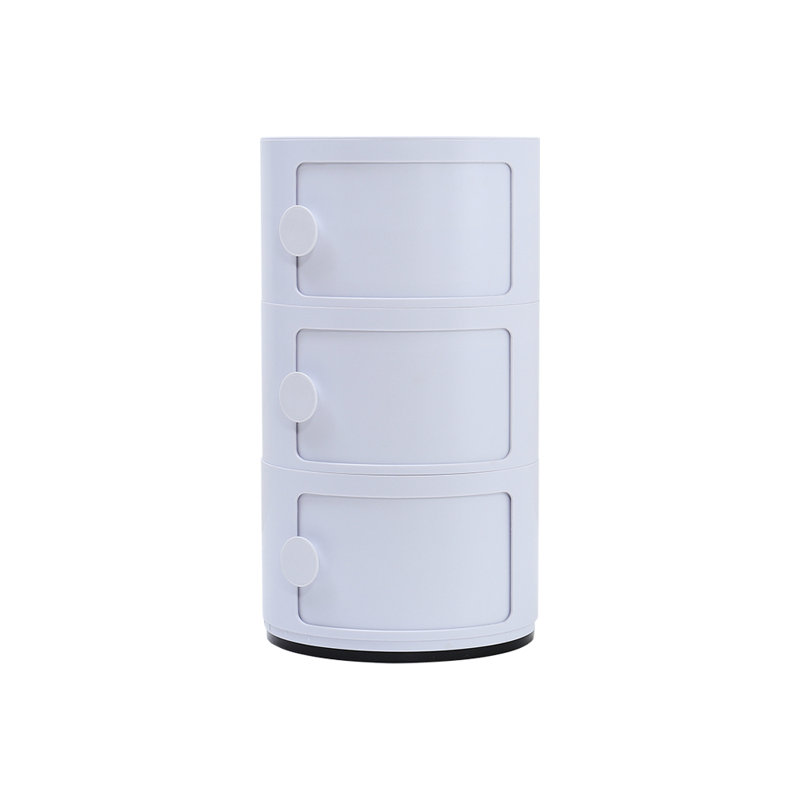Kiyomi Tray Top Drum End Table, White, 58" H x 32" W x 32" D