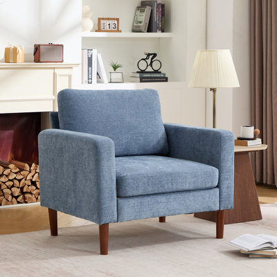 37 " Faux Leather Accent Chair Spacious Upholstered Armchair For Living Room Bedroom