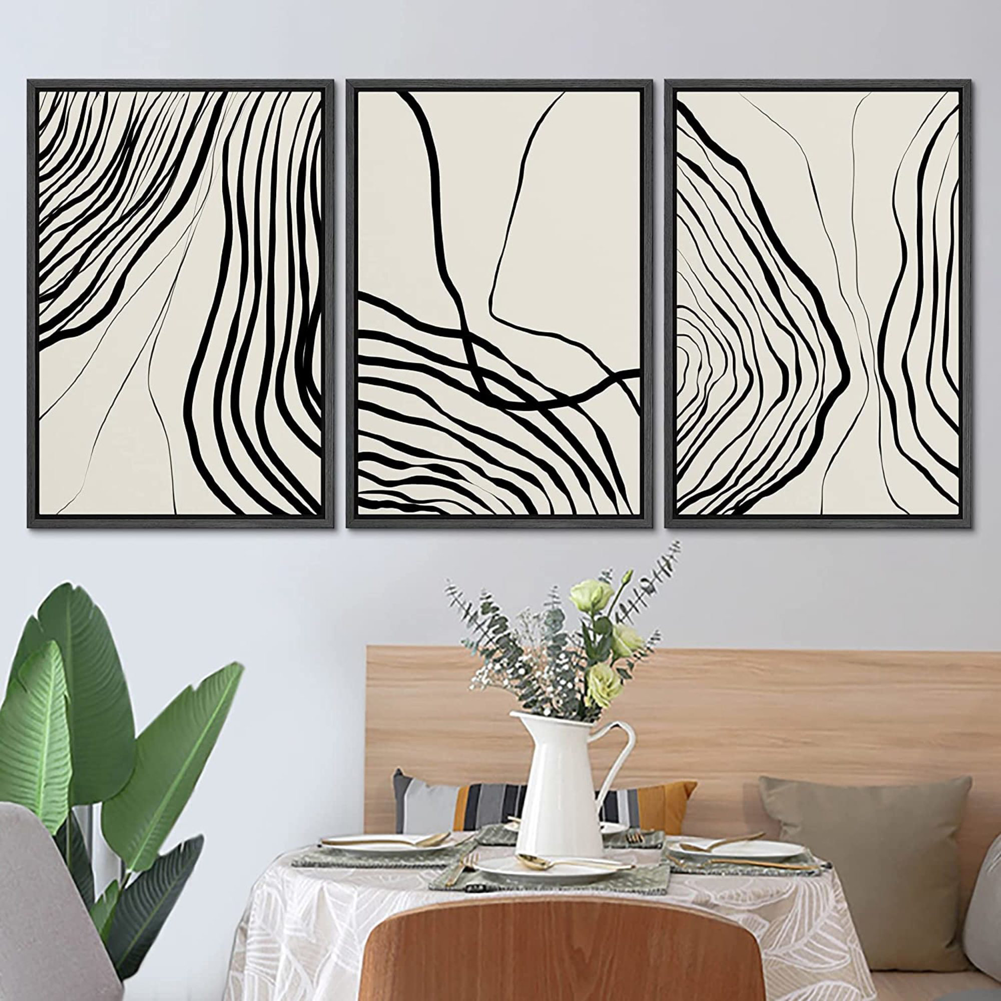 SIGNLEADER Framed Canvas Print Wall Art Set Duotone Spiral Circle ...