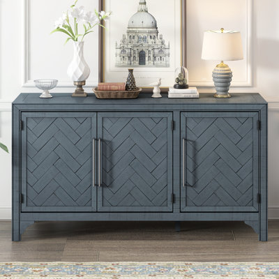 Ustyle Office Cabinet In Navy. + Pine Veneer, , Adjustable Shelf Storage Elegant Navy Blue For Living Room. Structure, Shelves