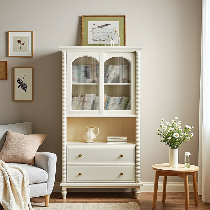 Cream Style Solid Wood Storage Cabinet