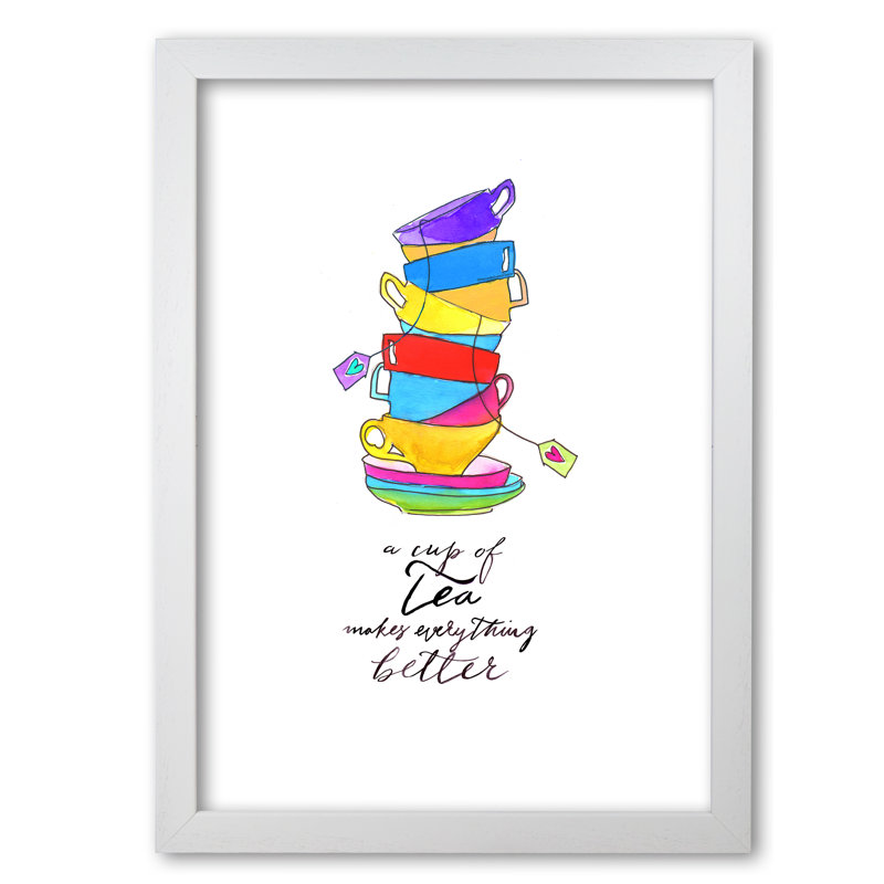Cup Of Tea - Print, 84.1 cm H x 59.4 cm W x 5 cm D, White Grain
