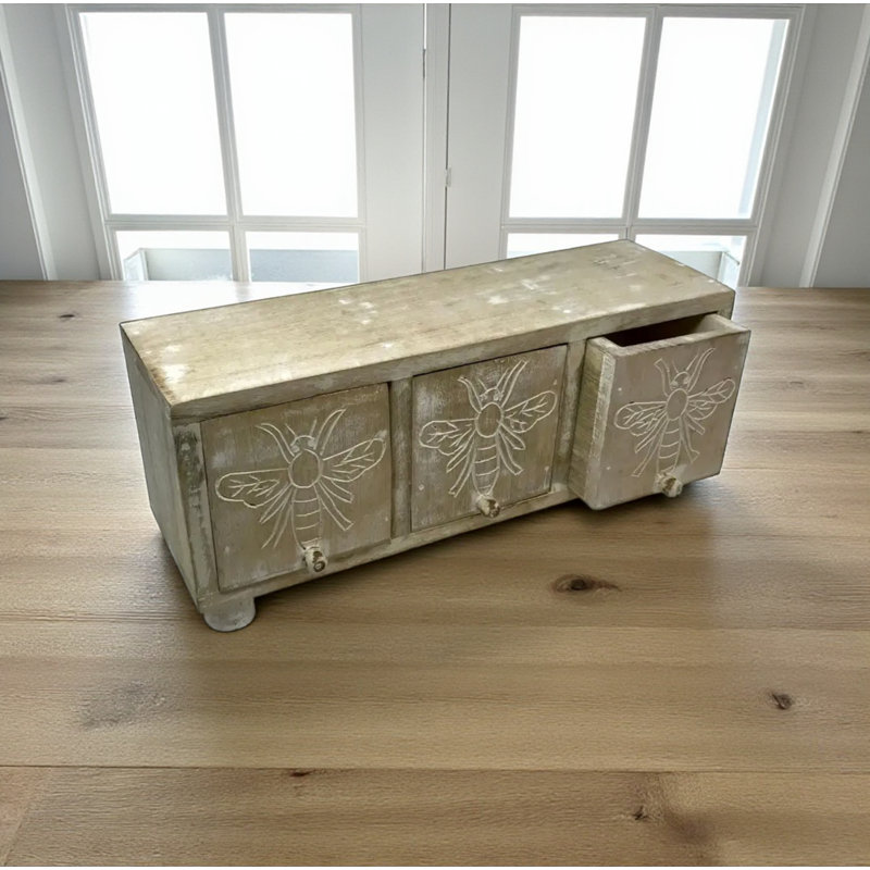 Queen Bee 3 Drawer Box - White Washed