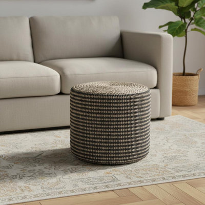 Upholstered Jute Pouf