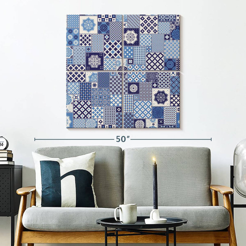 Patchwork géométrique bleu Avery