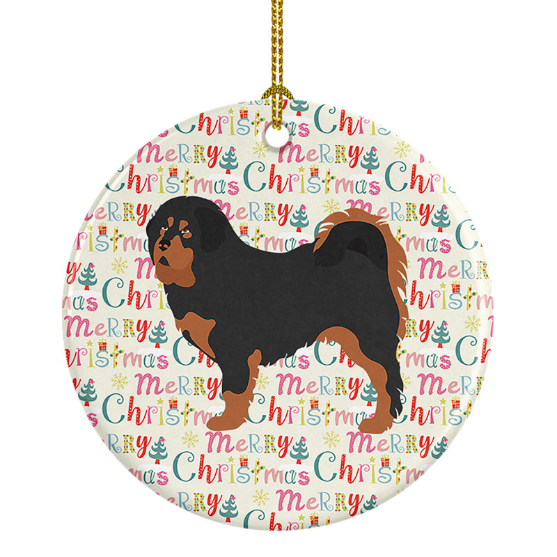 Ornement suspendu en forme de joyeux Noël mastiff tibétain