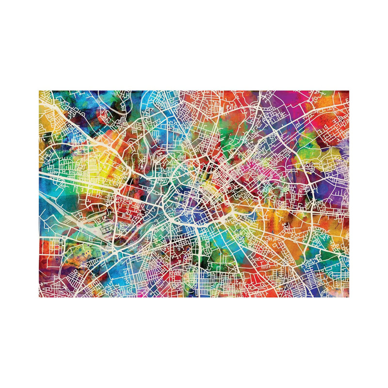Manchester England Street Map II by Michael Tompsett - Wrapped Canvas Gallery-Wrapped Canvas Giclée, 20.32 cm H x 30.48 cm W