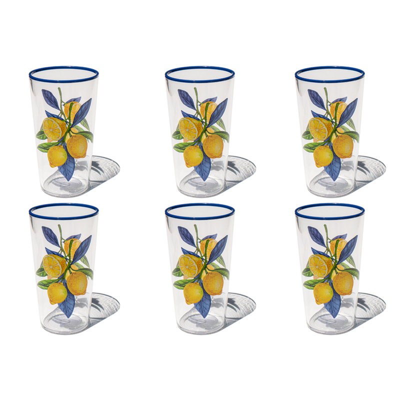 Verre acrylique Lemon Orchard - jaune - 21,6 oz - ensemble de 6, 21,6 oz
