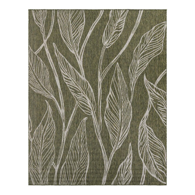 Zenon Floral Green/Gray Indoor / Outdoor Area Rug