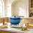 Cast iron 6QT cooking pot - Gradient blue - Includes two silicone gloves - Enamel pot