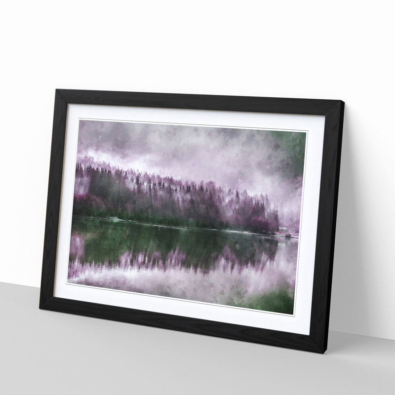 Fog over Forest in Italy - Picture Frame Graphic Art Print, 24cm H x 33cm W x 2cm D, Black Framed