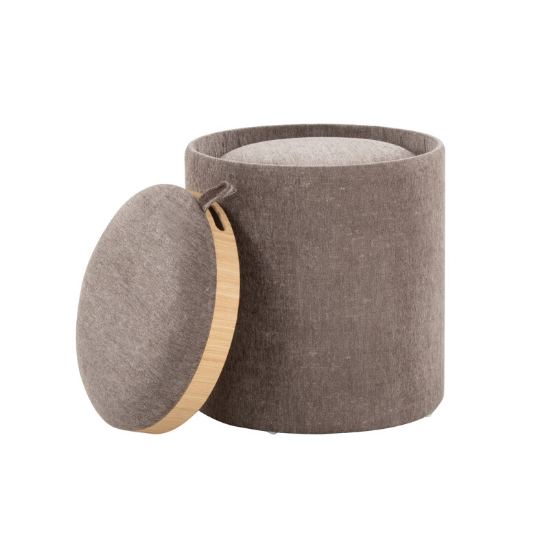 Repose-pieds rond avec rangement 15,5 po Alvena, Brun