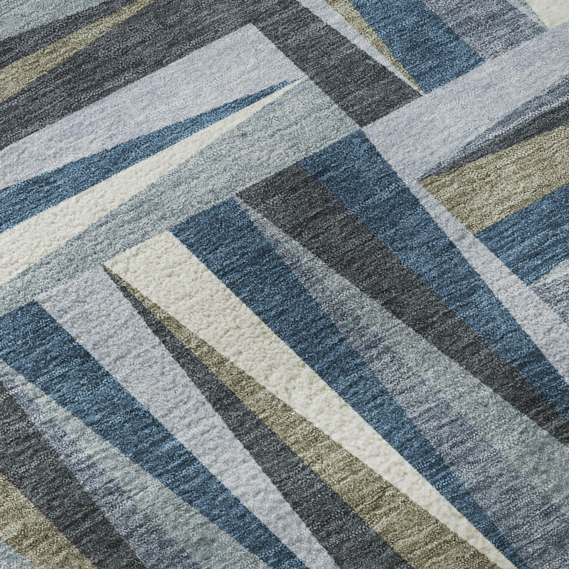 Premium Machine Washable Collett AMF1012 Squares Rug, Rectangle 2'6" x 3'10"