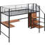 Lit mezzanine simple en métal noir avec bureau et grille. Fabrication robuste, compatible avec n'importe quelle pièce. Économisez de l'espace en tant que tablettes sous l'armoire. Polyvalent pour diverses utilisations. Dimensions: L 94 po x l 40,9 po x H 67,9 po