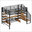 Lit mezzanine double en métal avec escalier