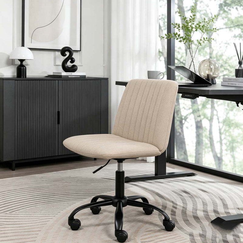 Chaise de bureau pivotante en tissu respirant, Polyester beige