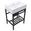 Console de lavabo en céramique 24 "x 16,75" avec trop-plein, pieds en métal noir