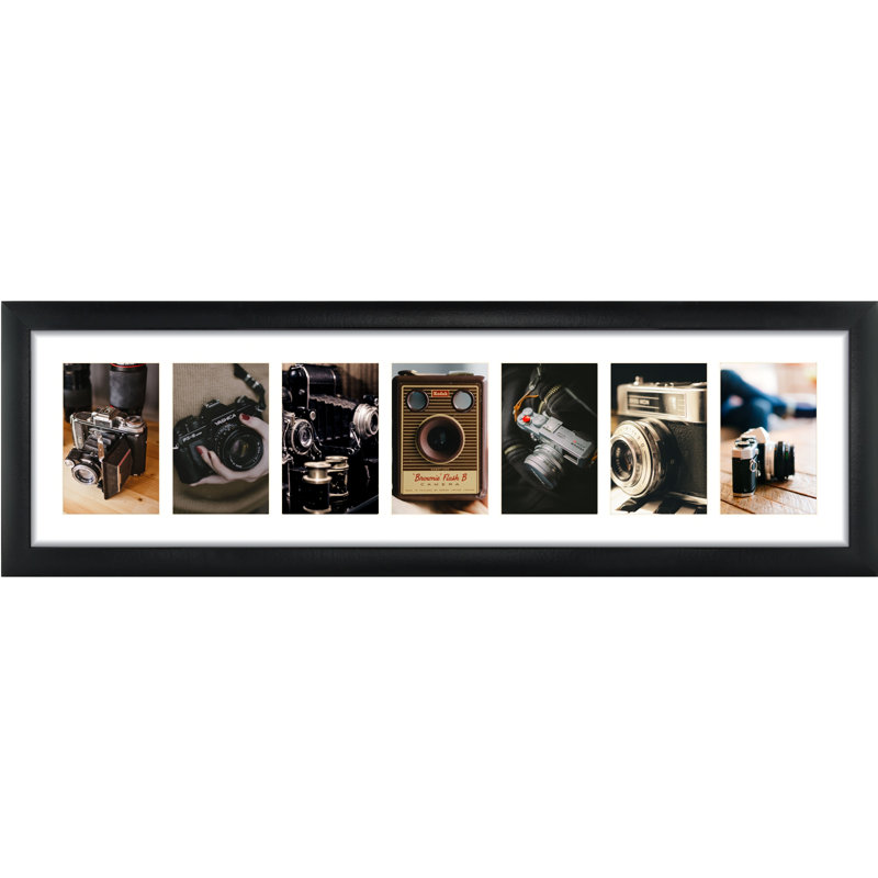 Black Matte Picture Frame with Mat, 9.5" x 31.5"
