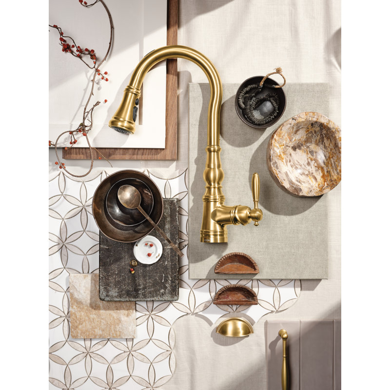 Weymouth Smart Faucet Touchless Pull-Down Sprayer Kitchen Faucet with Voice and Motion Control, Brushed Gold 