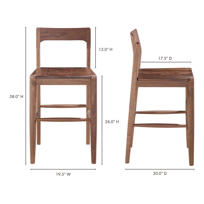 Tabouret de bar et de comptoir Krieger, Brun, Tabouret de comptoir (siège d'une hauteur de 26 p