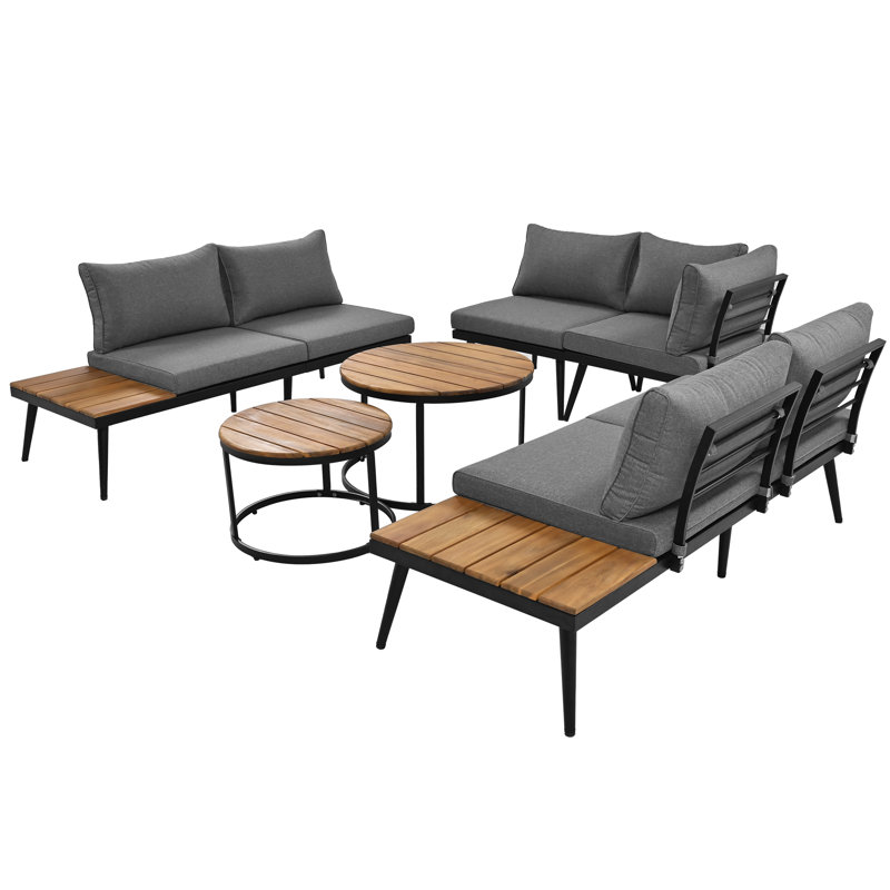 Cambarville 6 - Person Seating Group with Cushions, Dark Grey
